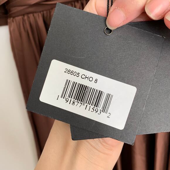 Mac Duggal Dolman Sleeve Satin Cocktail Dress Drape Flowy Formal Size 8 New - Picture 11 of 16